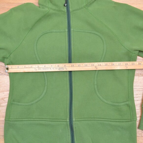 Lululemon Sz 10 Hooded Green Sweatshirt Hoodie Full Zip Cotton Blend - Picture 8 of 9